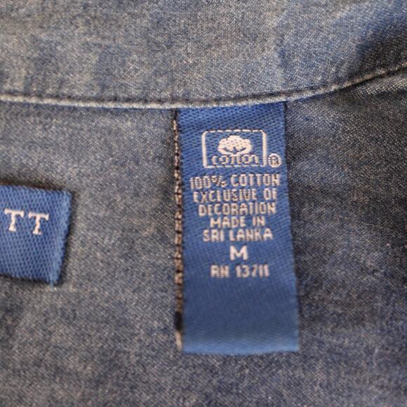 VTG Karen Scott sport Denim Red, White & Blue Bedazzled SS Button Up sz M - Picture 4 of 8